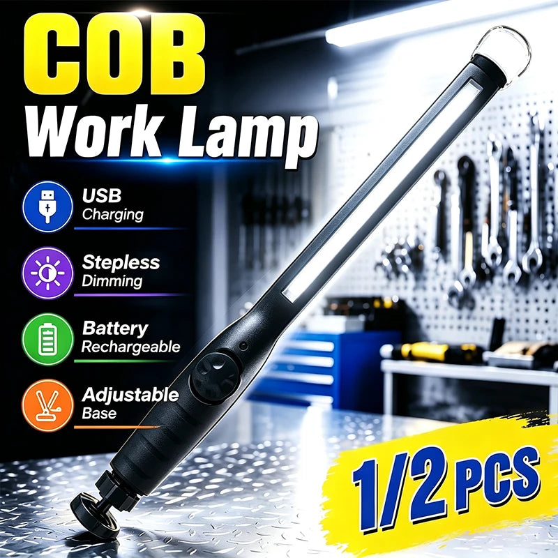 LED Magnetic Work Light Rechargeable Underhood Work Lamp With Hooks & Rotating Magnetic Base For Car Repairing Emergency