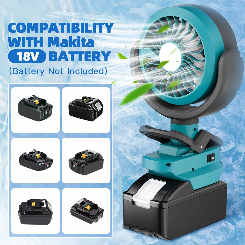 2-in-1 Cordless Fan & Camping Light for Makita BL1830 - image 2