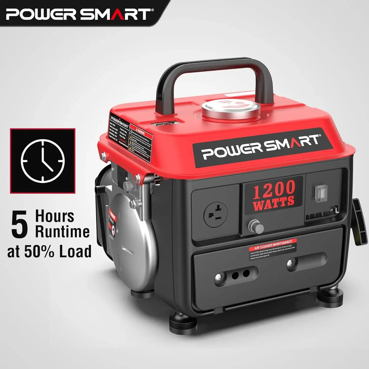1200W Portable Gas Powered Generator, 71cc 2-Stroke Single Cylinder Engine, 900W Rated, Ultralight 39 lbs for Camping, Tailgatin