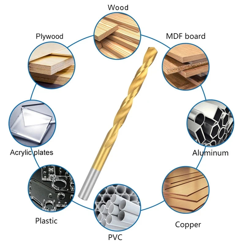 13-Piece Titanium Twist Drill Bit Set for Wood & Plastic - image 5