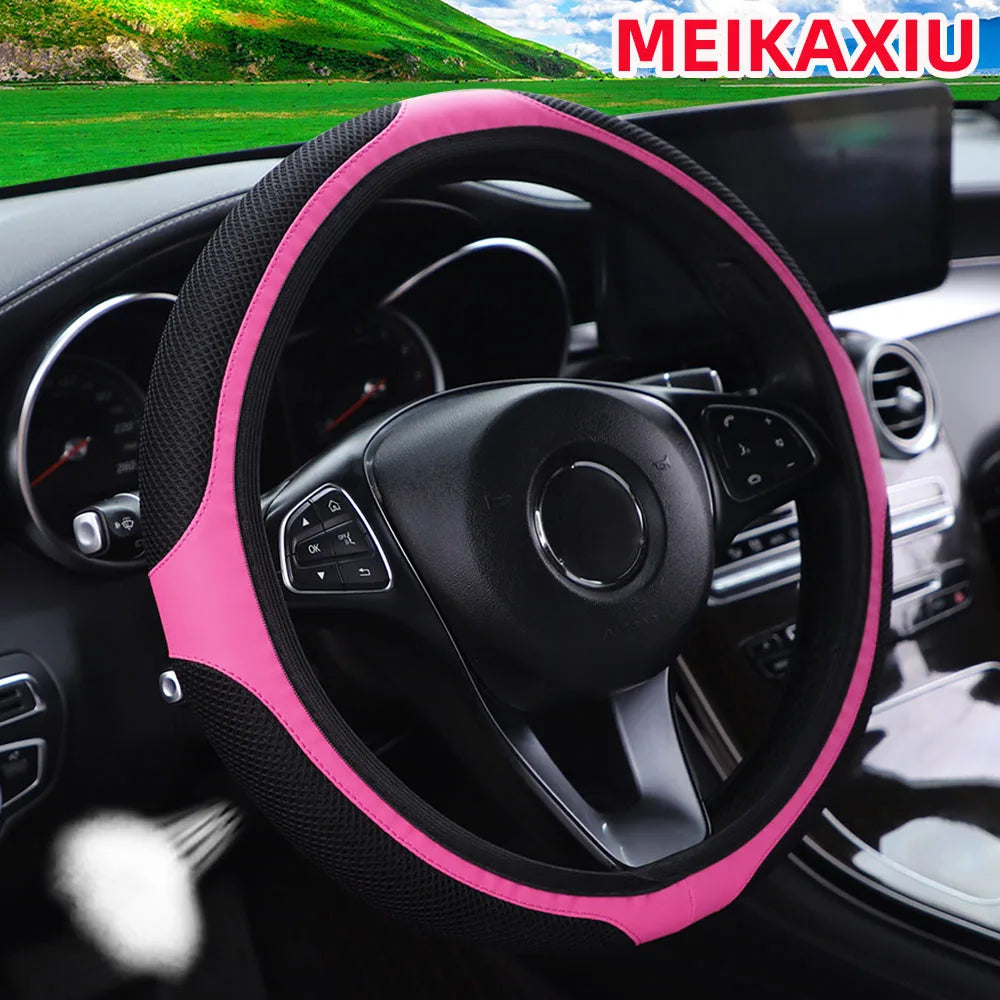 Breathable Mesh Stretch Steering Wheel Cover, 14.5-15 Inch