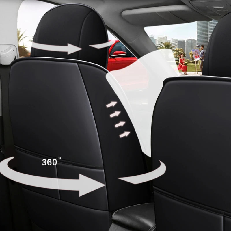 7-Seater, Luxurious Ice Silk/PU Leather Car Seat Cover, Suitable for All Seasons, High-End Car Interior Package, Suitable for Various MPV 7-Seater Seven Head Hat Styles, Comfortable, Breathable and Wear-Resistant, Enhancing Y