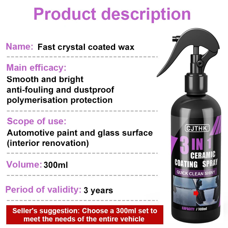 3-in-1 Ceramic Nano Coating Spray for Car Paint