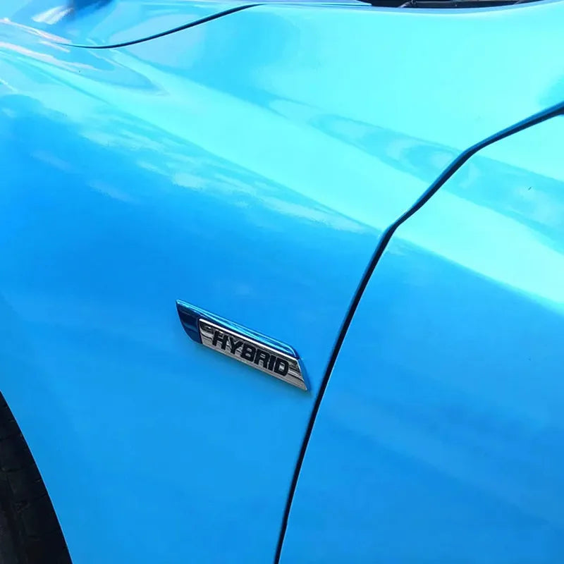 Pair of 3D Metal Hybrid Badge Stickers, Universal Car Fitment - view 3