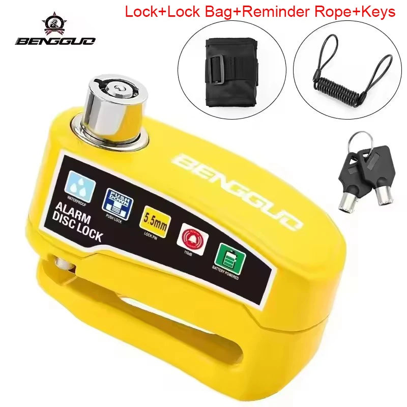 Motorcycle Disc Brake Alarm Lock, Water-Resistant