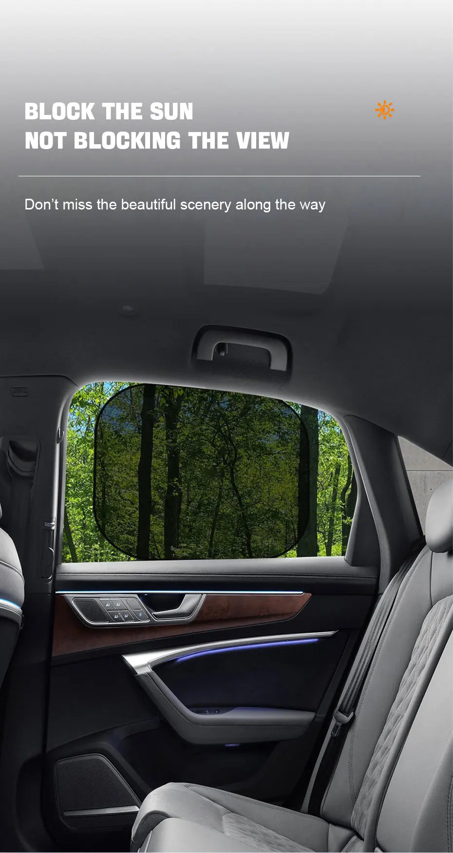 Suction Cup Side Window Sun Shade Curtains, Set of 2