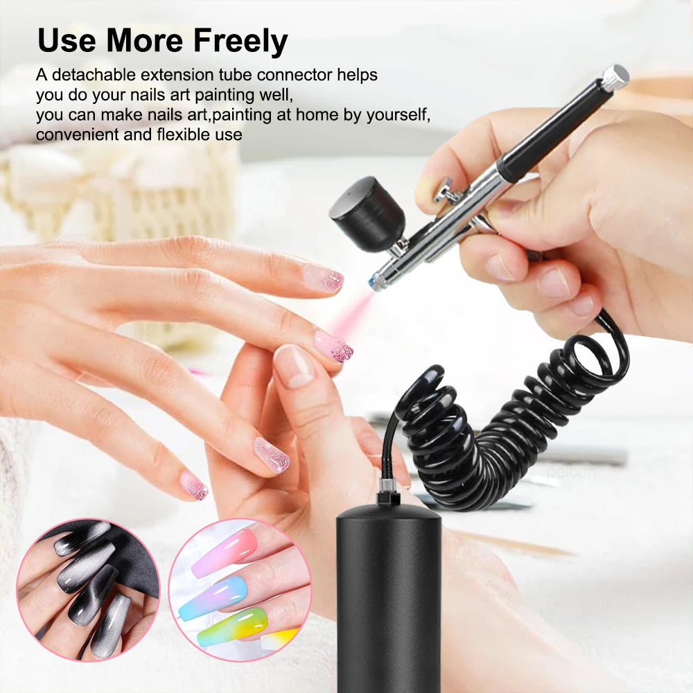 Airbrush Kit with Compressor Portable Painting Crafts Sprayer Gun USB Rechargeable Handheld Wireless Airbrush Mini Spray Gun