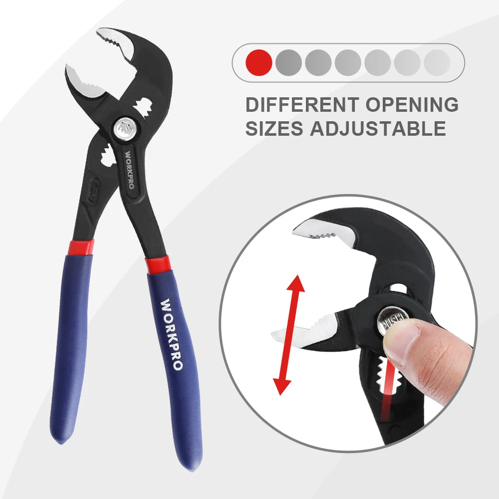 WORKPRO 2PC Water Pump Pliers 7" & 10" Adjustable Groove Joint Pliers - image 4