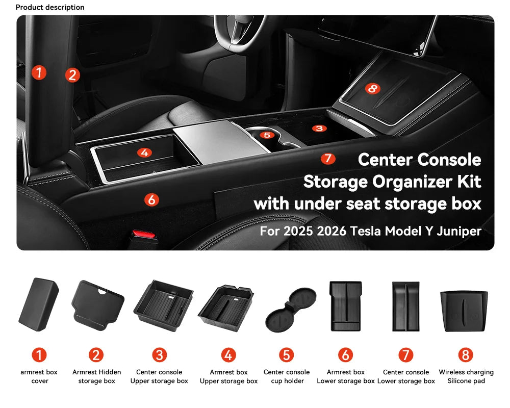 Center Console Hidden Storage Box for Tesla Model 3 and Model Y