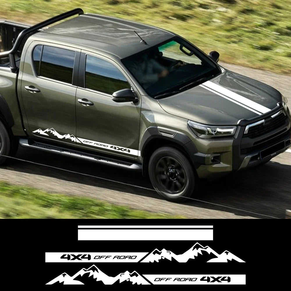 4x4 Off Road Mountain Hood and Side Decal Set, 3 pcs