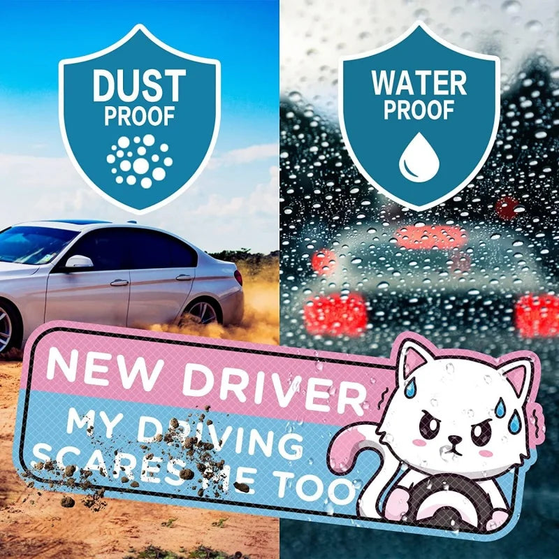 Reflective Cartoon Cat Student Driver Car Magnets (4 Pack) - image 5