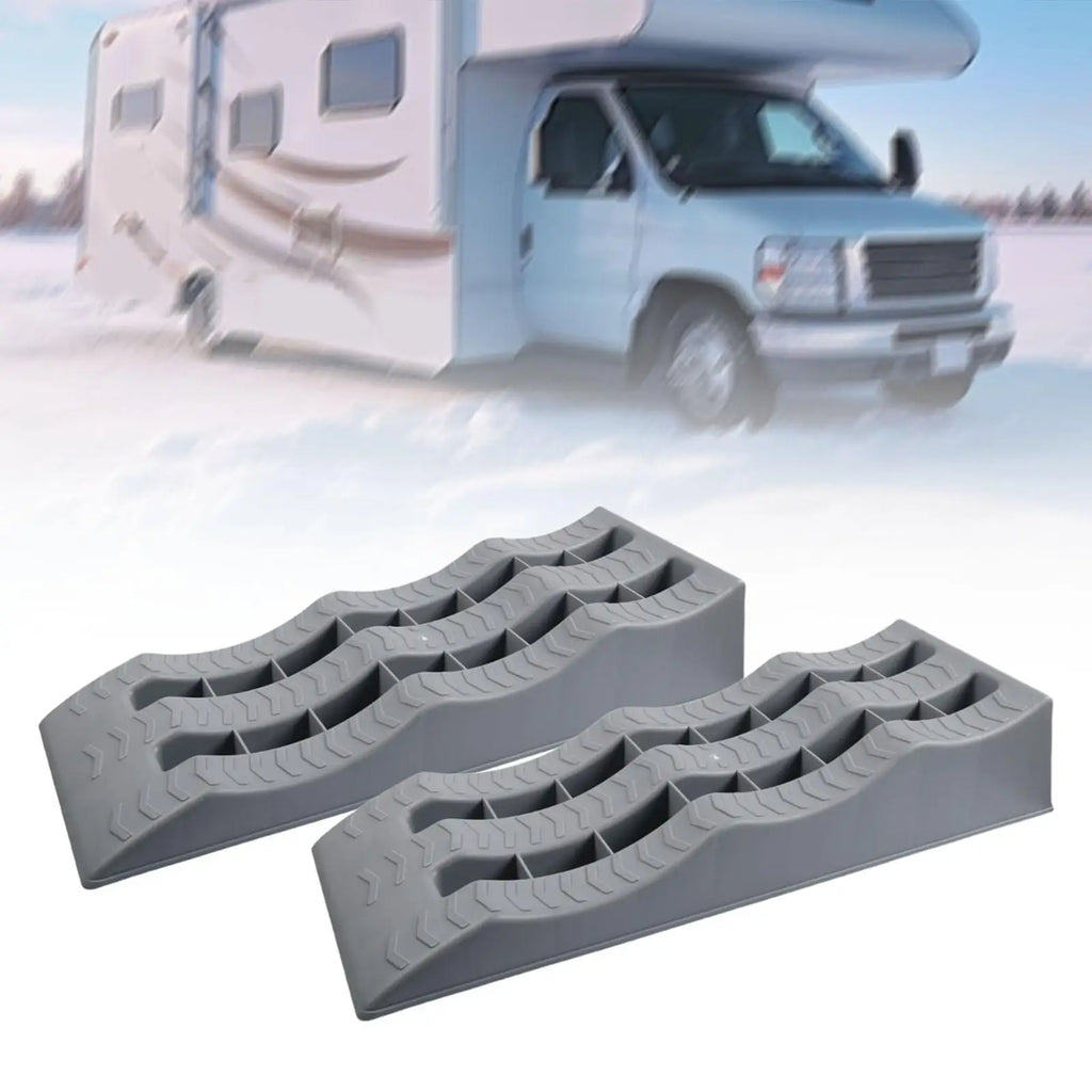 2 Pieces Automotive Leveling Ramps 3 Steps for Campers Trailers SUV Stable Tire Placement Sturdy Leveler Car Ramps Wheel Chocks