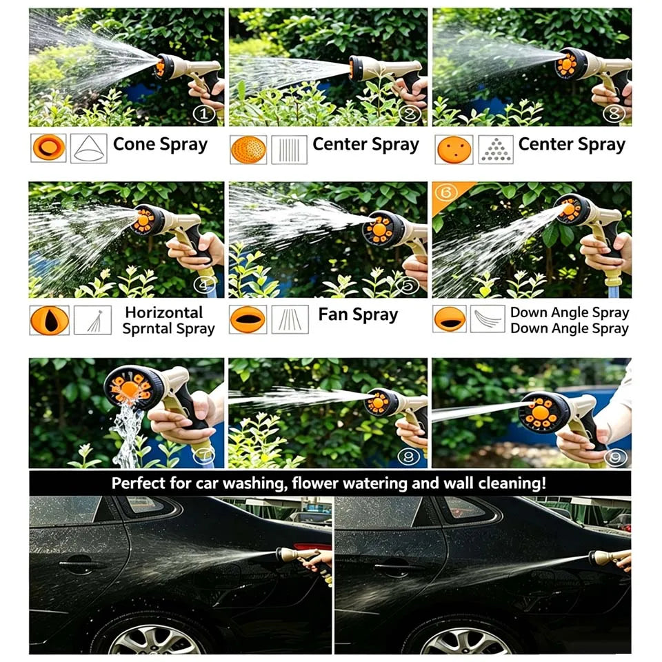 Multifunctional Car Wash & Garden Hose Nozzle Spray Gun,Heavy Duty Metal Body Rustproof Durable Watering Tool for Auto and Lawn