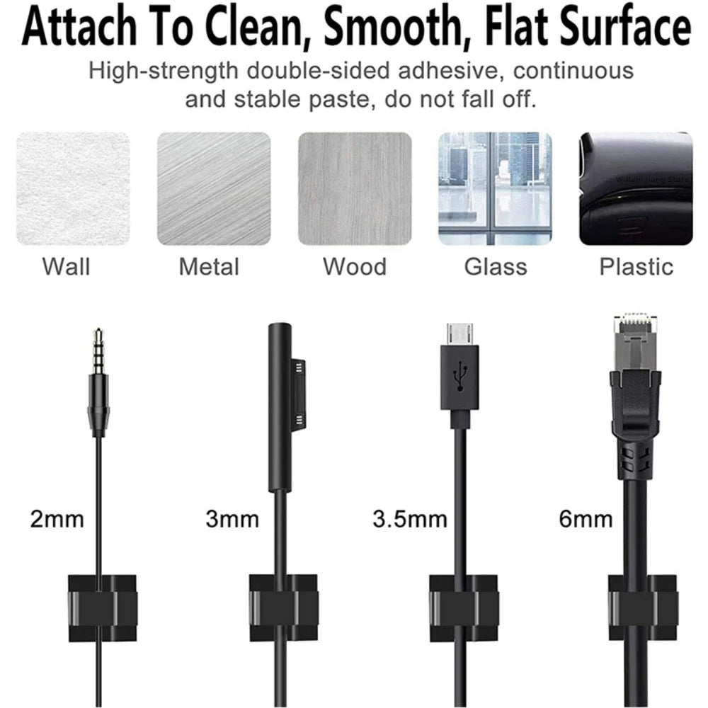 Self-Adhesive Cable Management Clips, 20/40 Pack