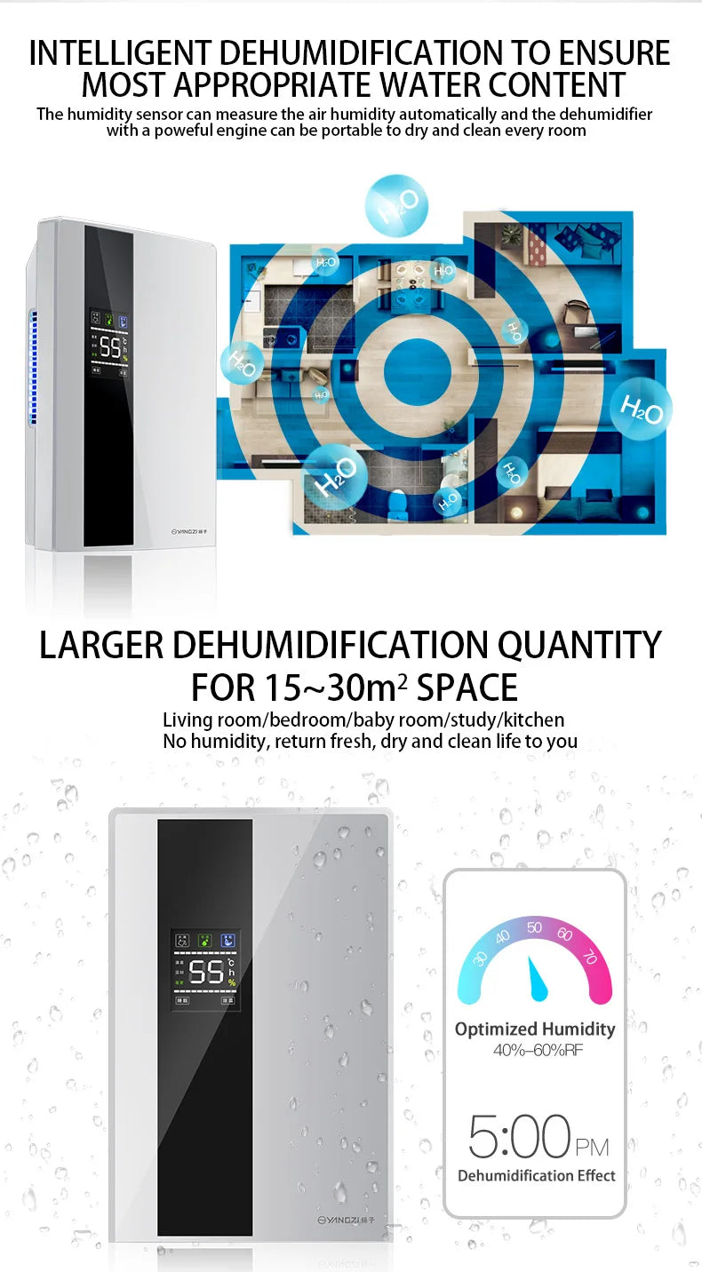 Dehumidifier Moisture Absorber Household Mute Bedroom Basement Remote Control Timing