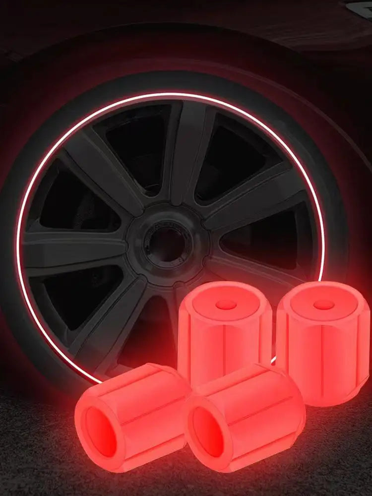 Glow in the Dark Tire Valve Stem Caps, Set of 4