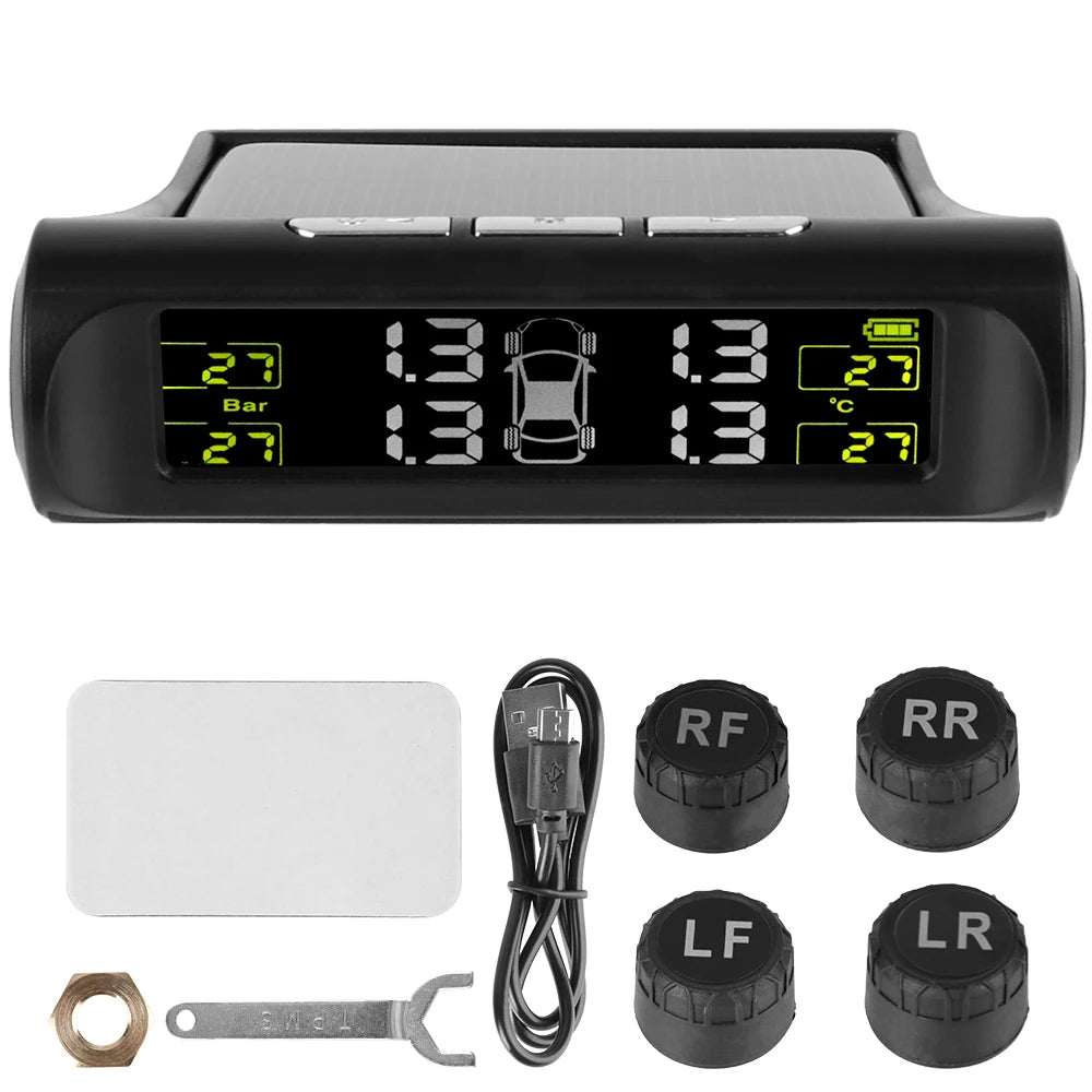 Solar Tire Pressure Monitoring System with External TPMS Sensors