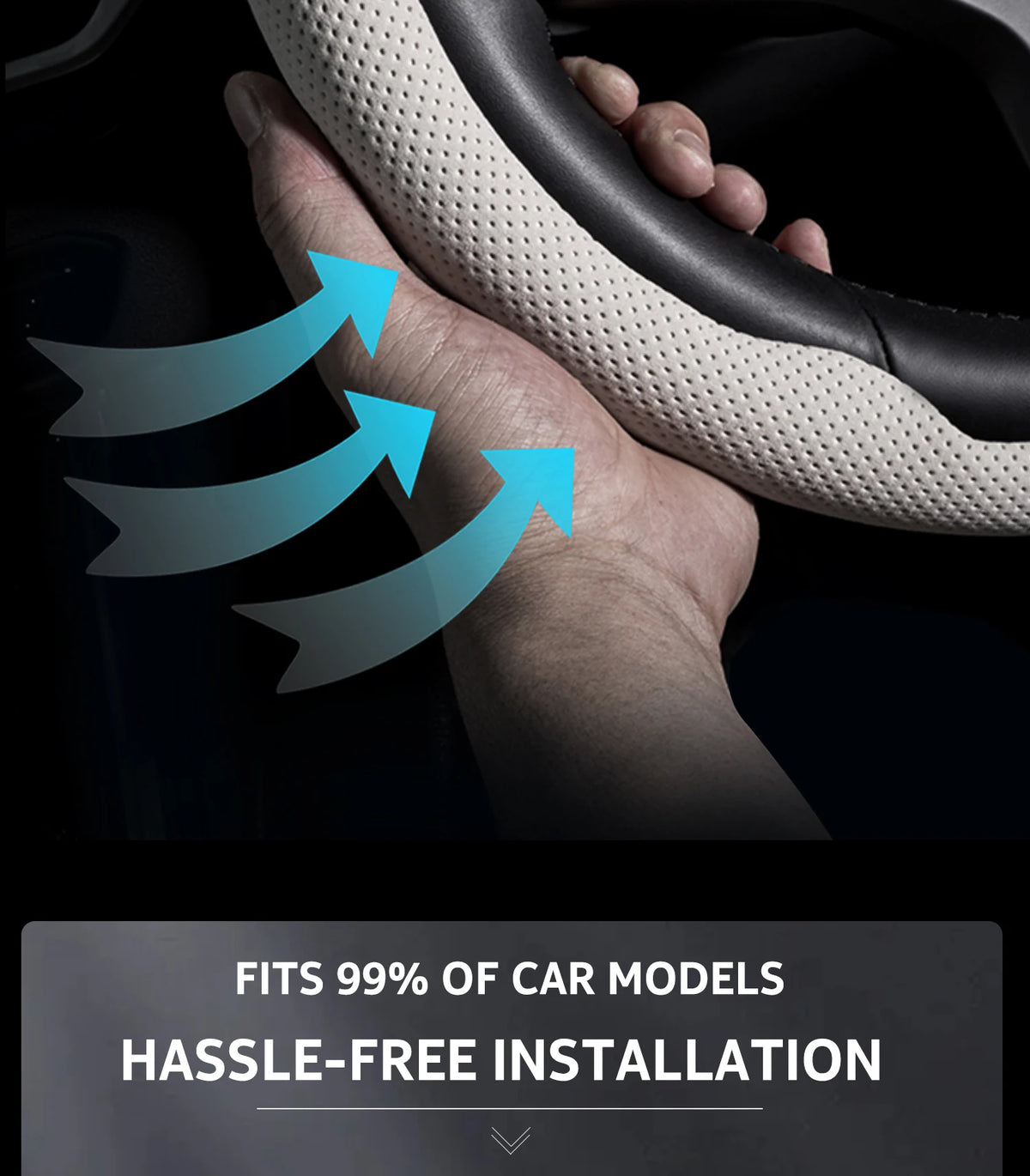Ultra-Thin Faux Leather Steering Wheel Cover, 38cm, D or O Shape