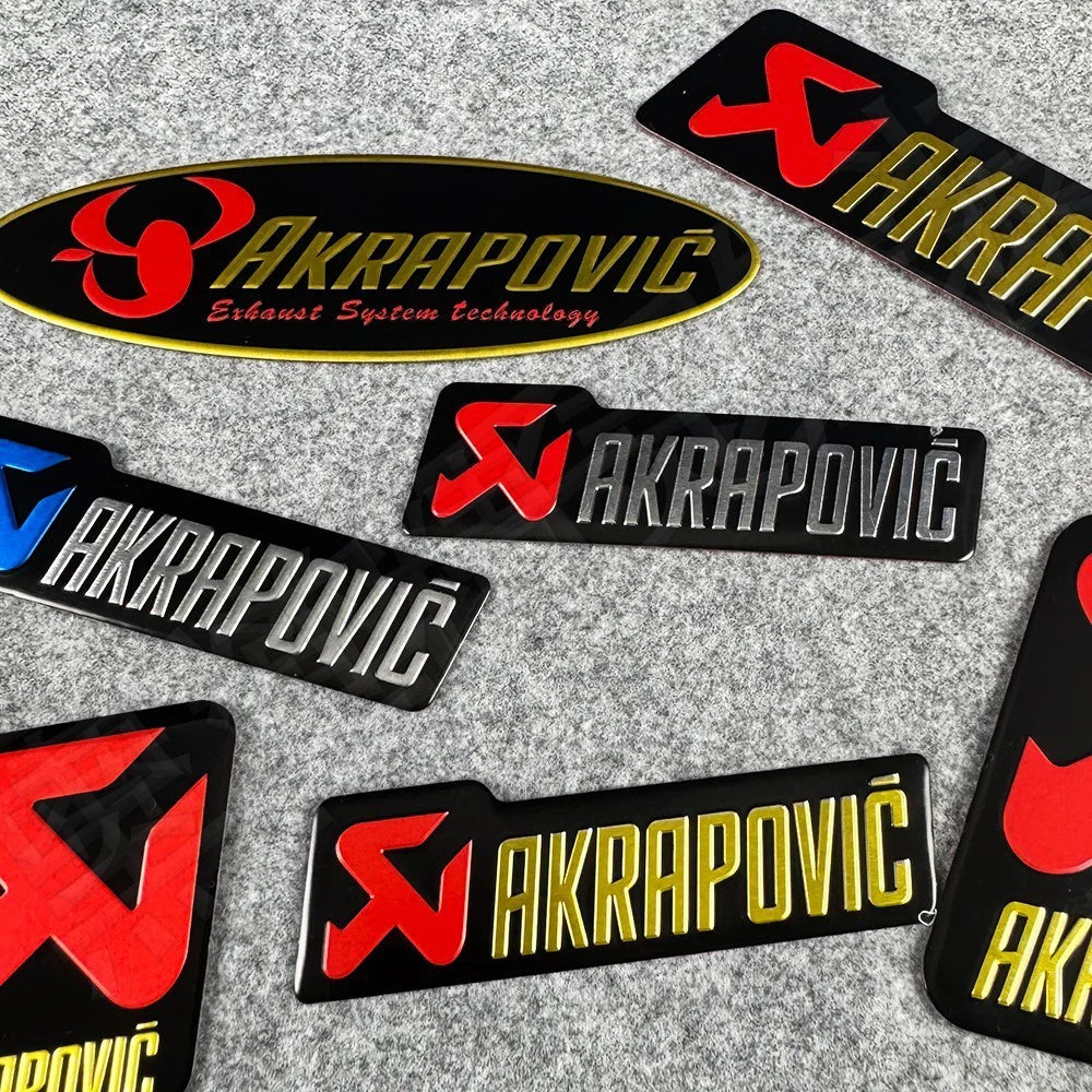 Metal Motorcycle Exhaust Pipe Label Sticker with Lettering Design