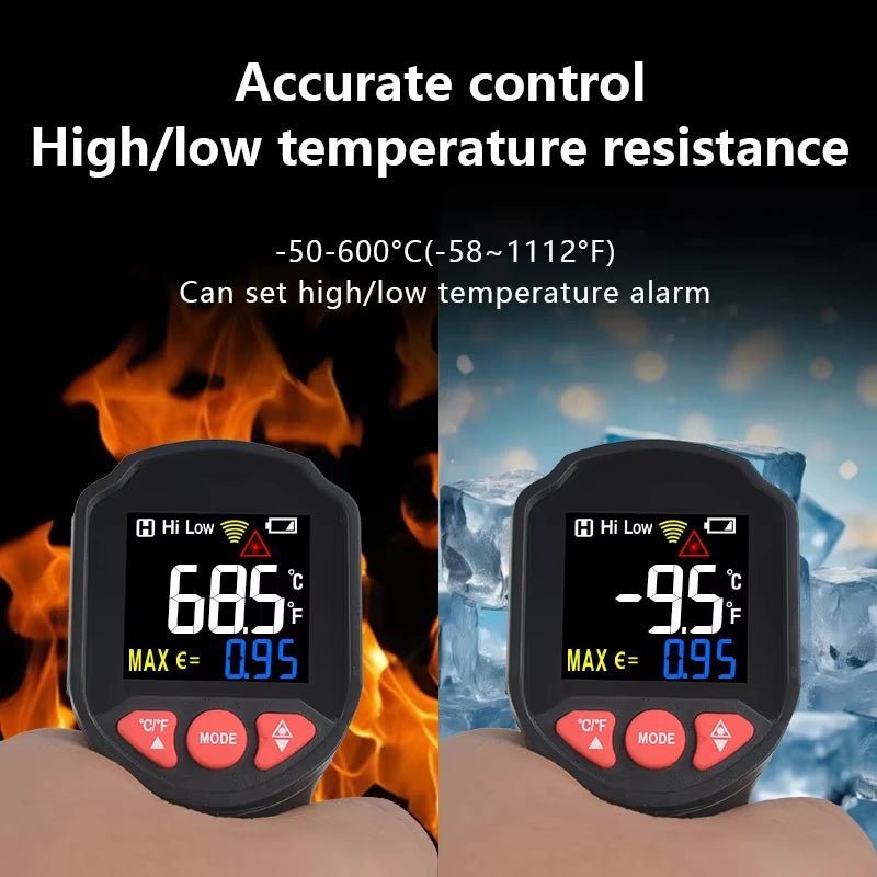 -50~800℃ Digital Thermometer Infrared Thermometers  Non-contact Pyrometer Kitchen Laser Temperature Meter Hygrometer Mestek