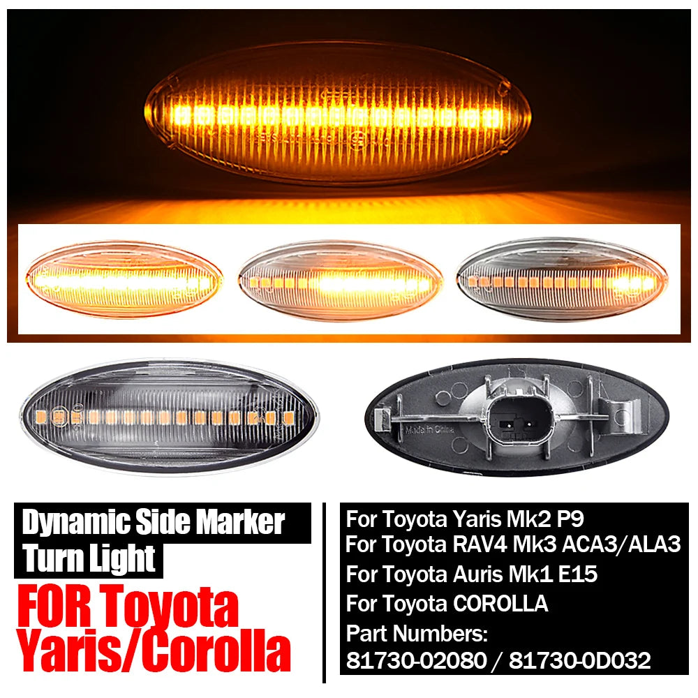 Amber Sequential LED Side Marker Lights for Toyota Yaris RAV4 Corolla - image 4