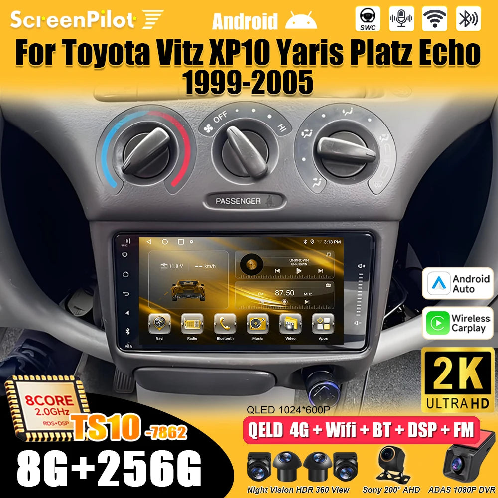 Toyota Vitz Yaris 1999-2005 7" Android 16 Multimedia Player