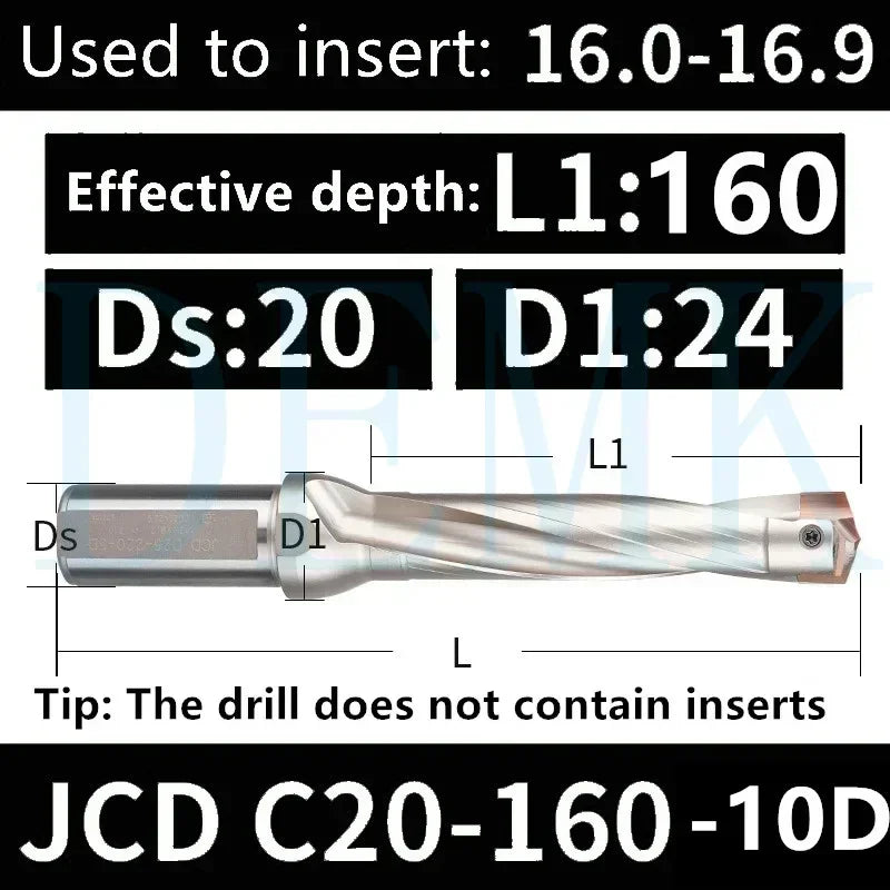 Indexable U Drill with Internal Cooling, 3D-10D, 10-25mm Diameter