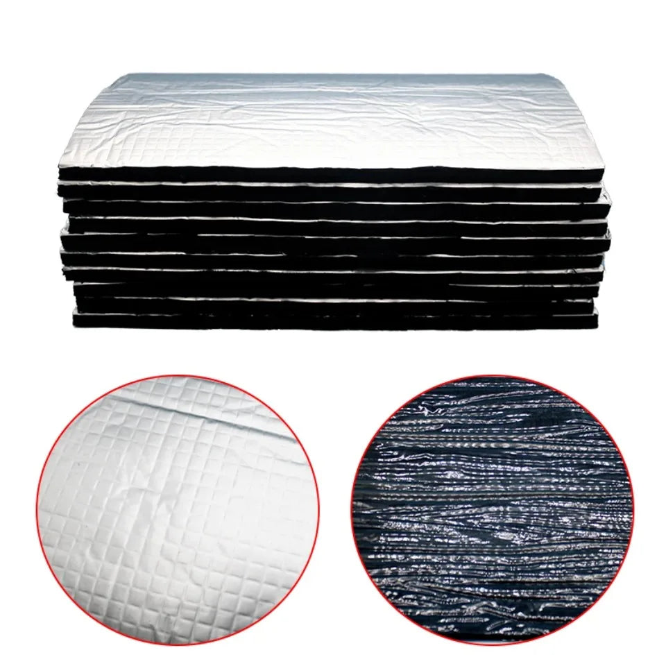 10mm car sound deadening pads 10 pack, aluminium foil foam for doors, roof and hood