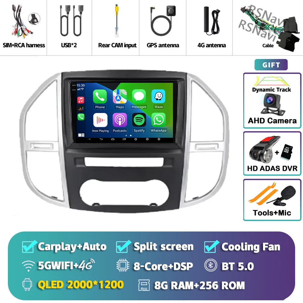 9" CarPlay Android Auto GPS Stereo for Mercedes Vito W447 - image 13