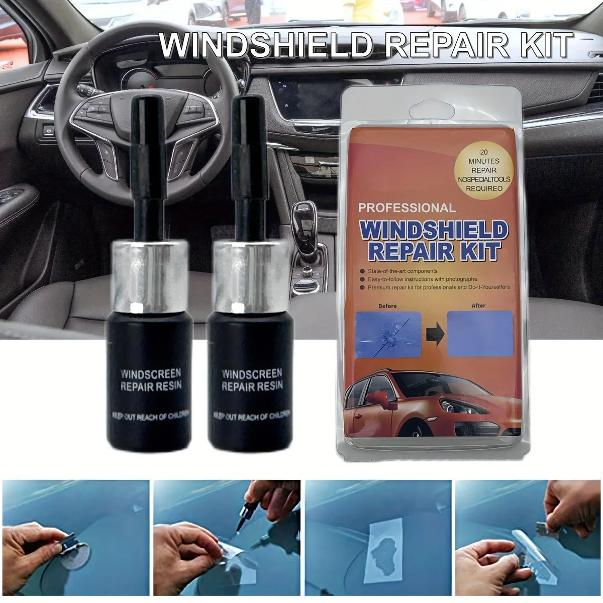 Windshield Repair Kit - Easy Crack & Chip Fix for Cars - image 3