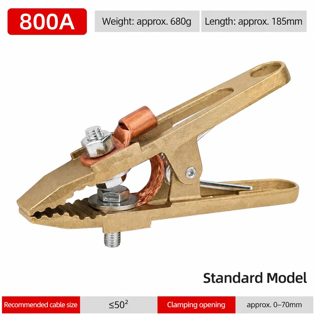 Copper Ground Clamp 300A 500A 800A A Type Welding Earth Clamp, High Current Welder Grounding Clip for ARC Welding Machine Welder