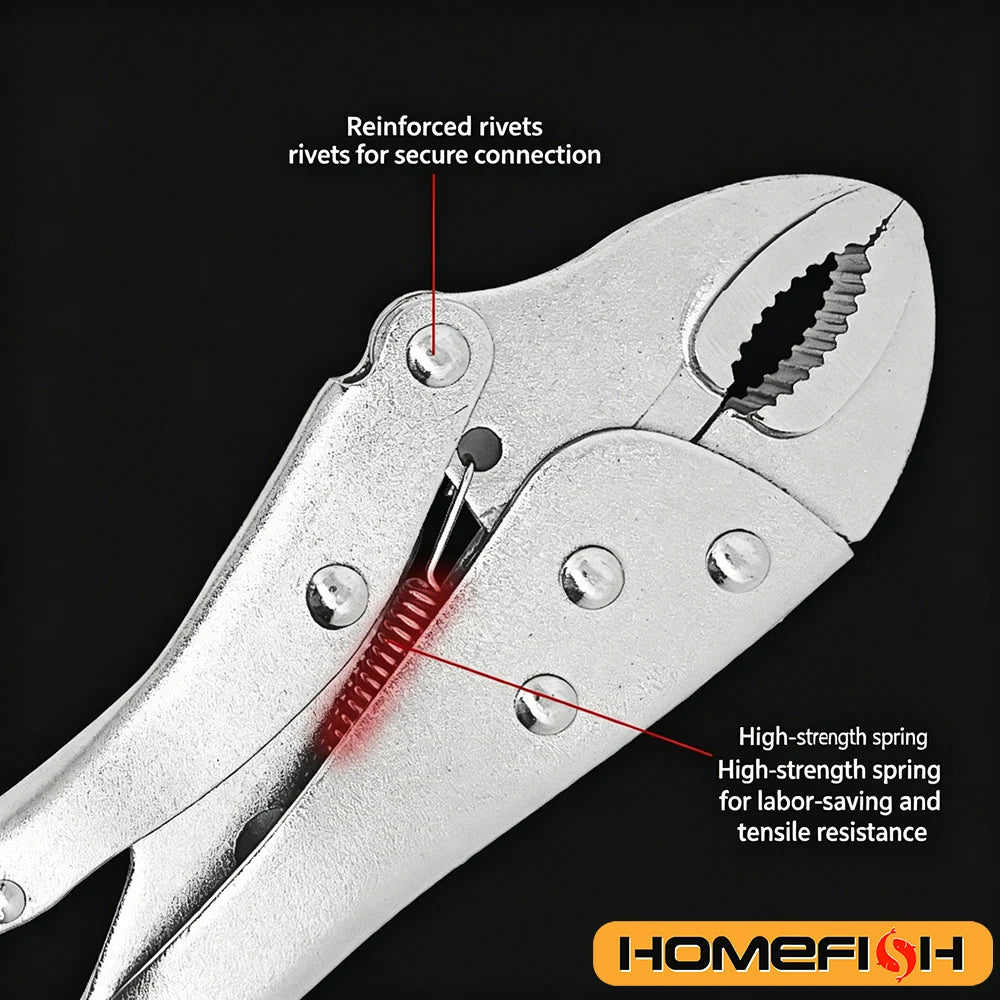 5 /10 Inch Locking Plier,Heavy-duty Powerful Curved Jaw Pliers,Multifunctional Pressure Pliers,Spanner Wrench Plier Lock Tools
