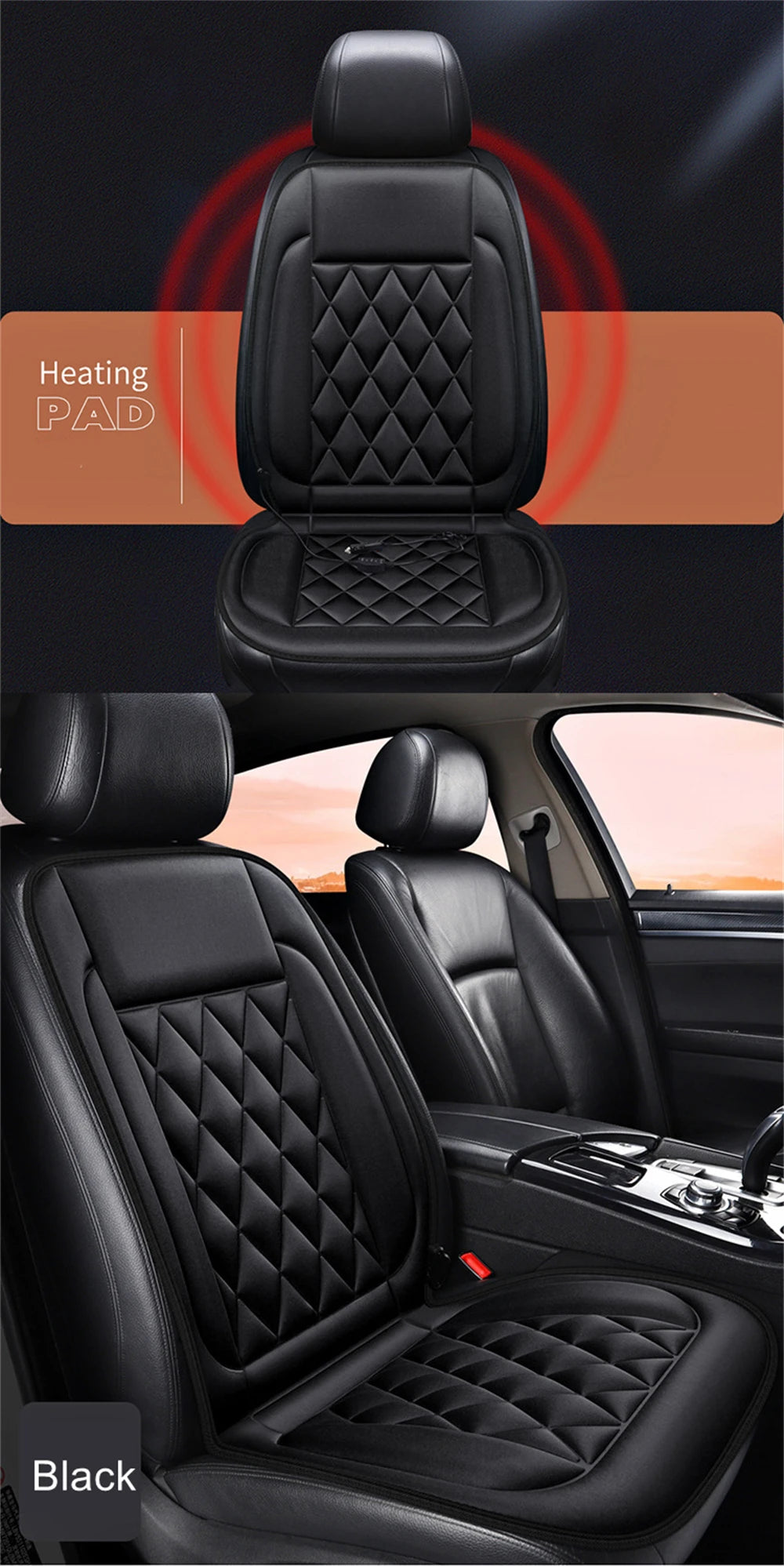 12V Heated Car Seat Cushion with High and Low Settings