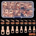 60pcs Wire Lug Ring Copper Crimping Terminal O-ring Battery Cable Connector Kit
