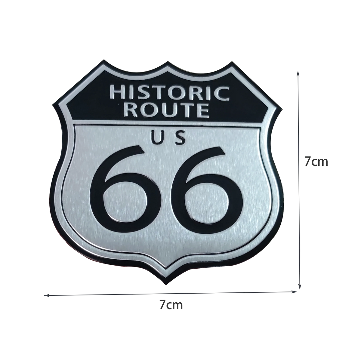 Aluminum Retro Route 66 Sticker for Car Trunk, Fender and Motorcycle