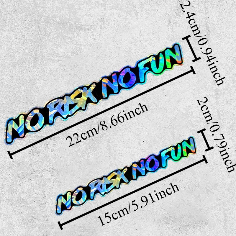 No Risk No Fun Holographic Carbon Motorcycle Decals, Waterproof - view 2