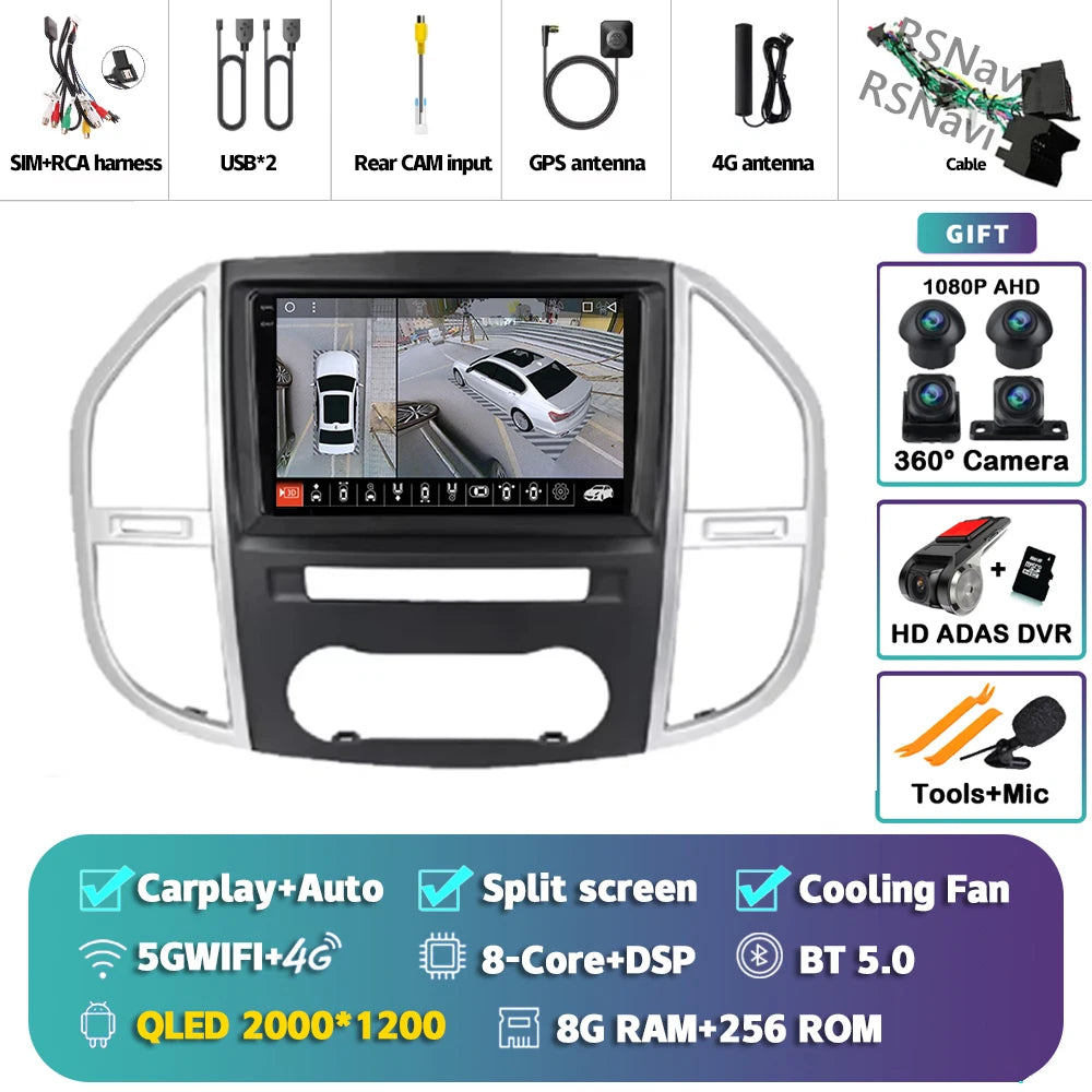 9" CarPlay Android Auto GPS Stereo for Mercedes Vito W447 - image 5