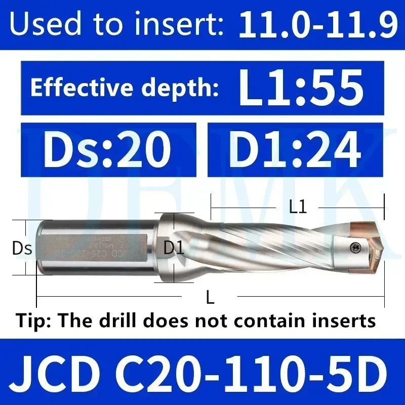 Indexable U Drill with Internal Cooling, 3D-10D, 10-25mm Diameter