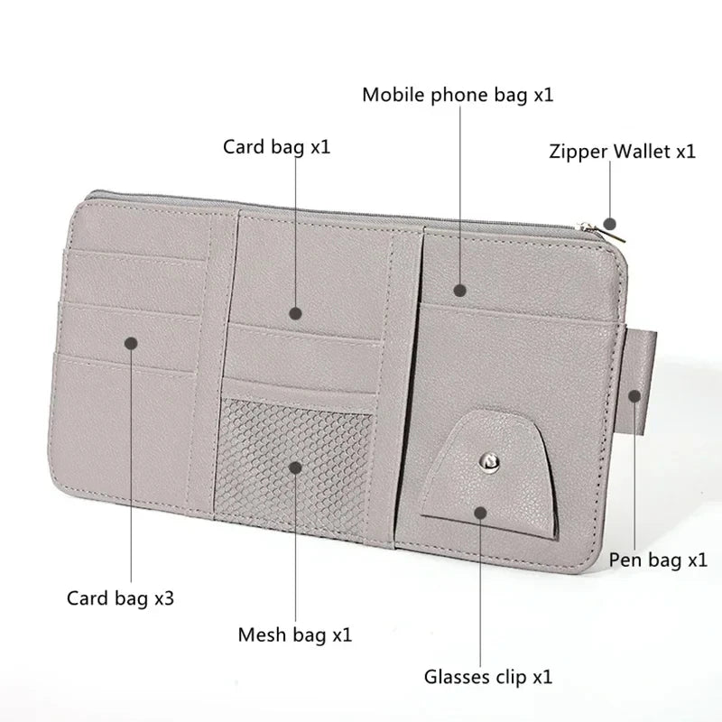 Car Sun Visor Organizer with Multiple Pockets