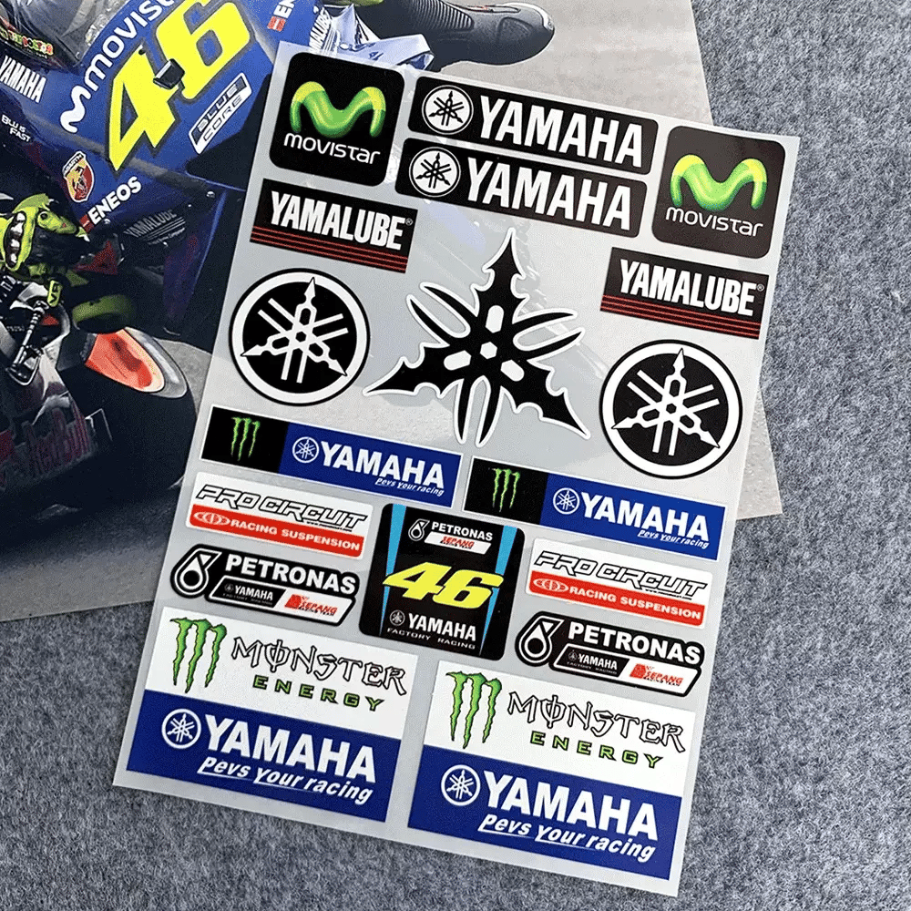 Reflective Racing-Style Motorcycle Sticker for Fuel Tank and Helmet