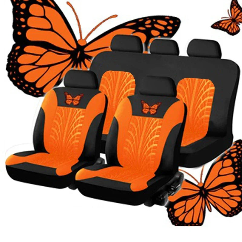 Butterfly Embroidery Car Seat Cover Set, Universal Fit