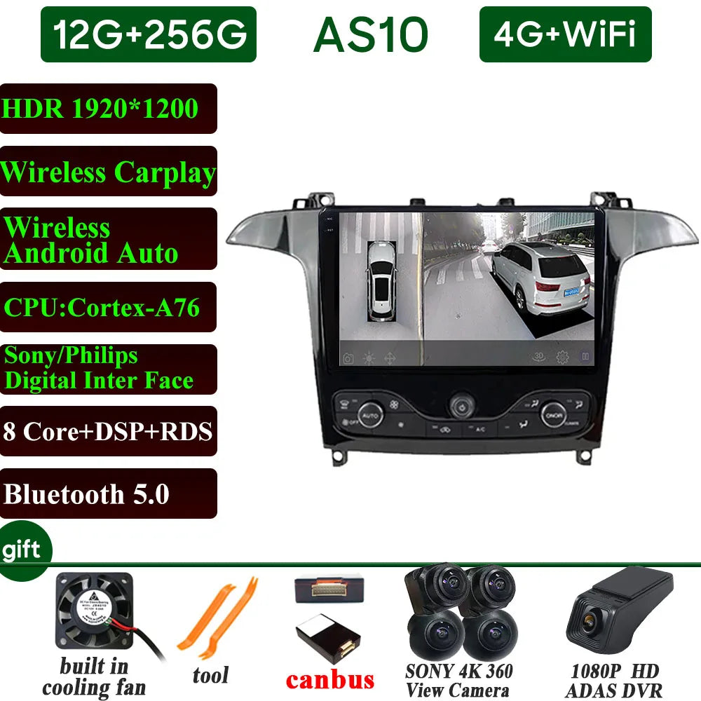 Ford S-Max Galaxy 2006-2015 9 Inch CarPlay Android Auto Player - image 18