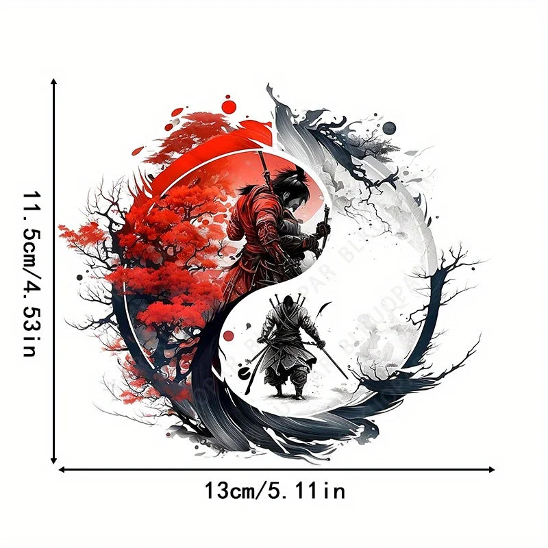Samurai Yin-Yang Vinyl Sticker, Waterproof Car and Motorcycle Decal - view 2