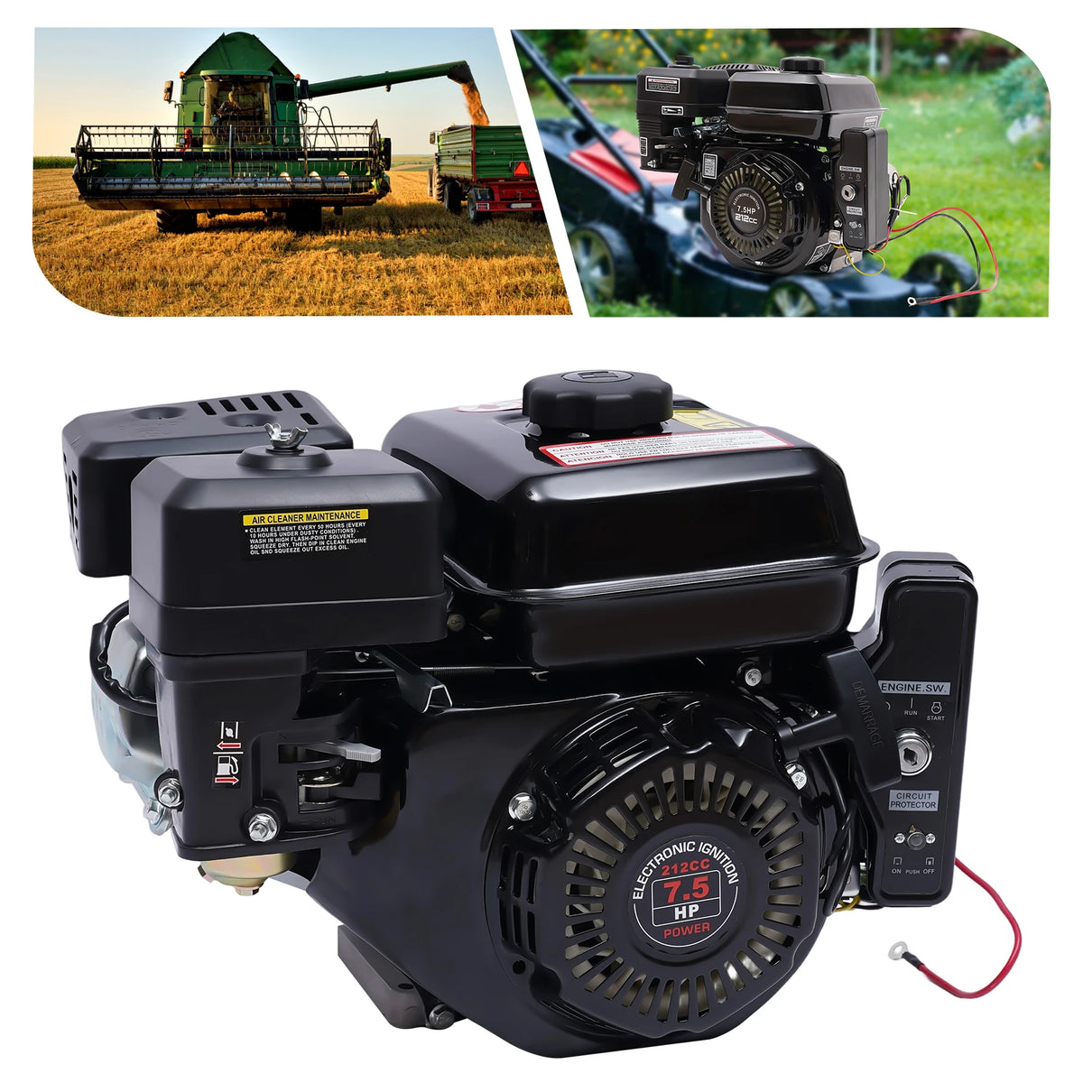 7.5HP 210cc 4-Stroke Gas Engine with Electric Start for Go Karts
