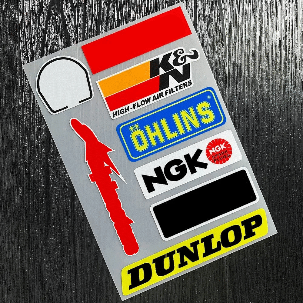 Racing Sponsor-Style Reflective Decal Kit for Car, Motorcycle and Helmet