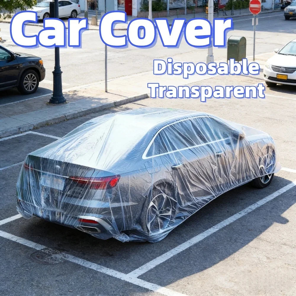 Disposable Clear Plastic Car Cover with Elastic Hem