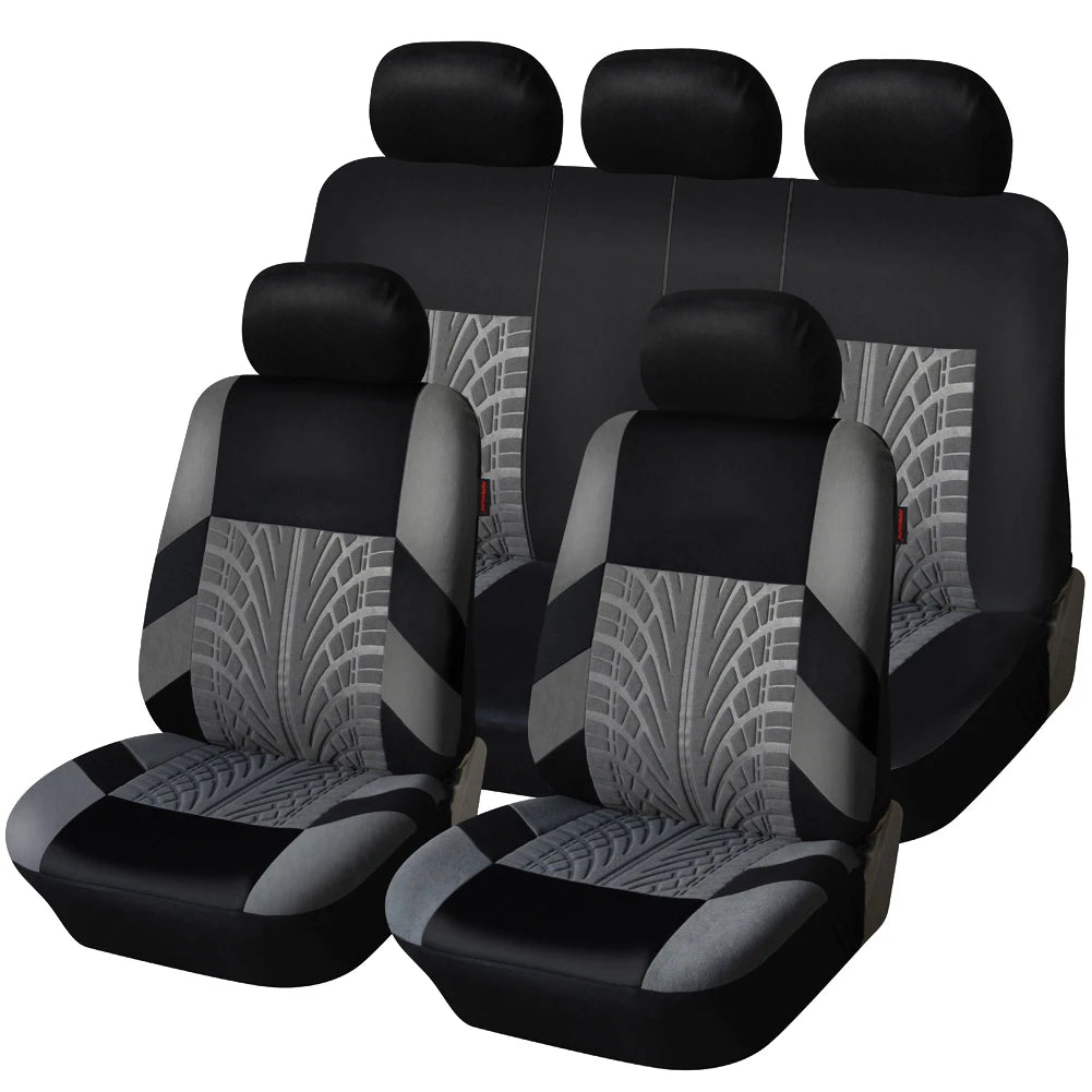 Universal 3D Car Seat Covers - Tire Track Design, Airbag Compatible - image 4