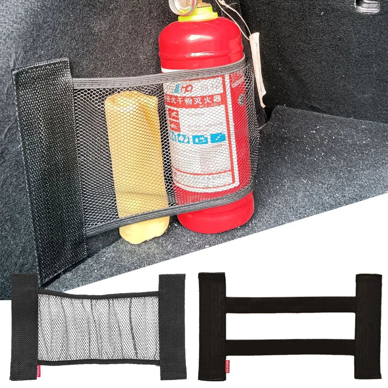 Elastic Trunk Storage Net with Hook-and-Loop Straps