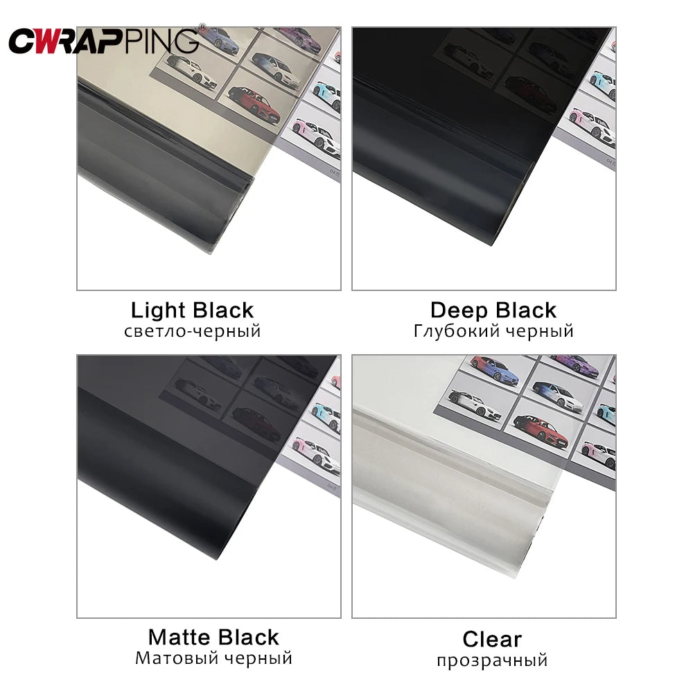 Gloss Light Black Smoke Headlight & Taillight Tint Film PVC Wrap - image 6