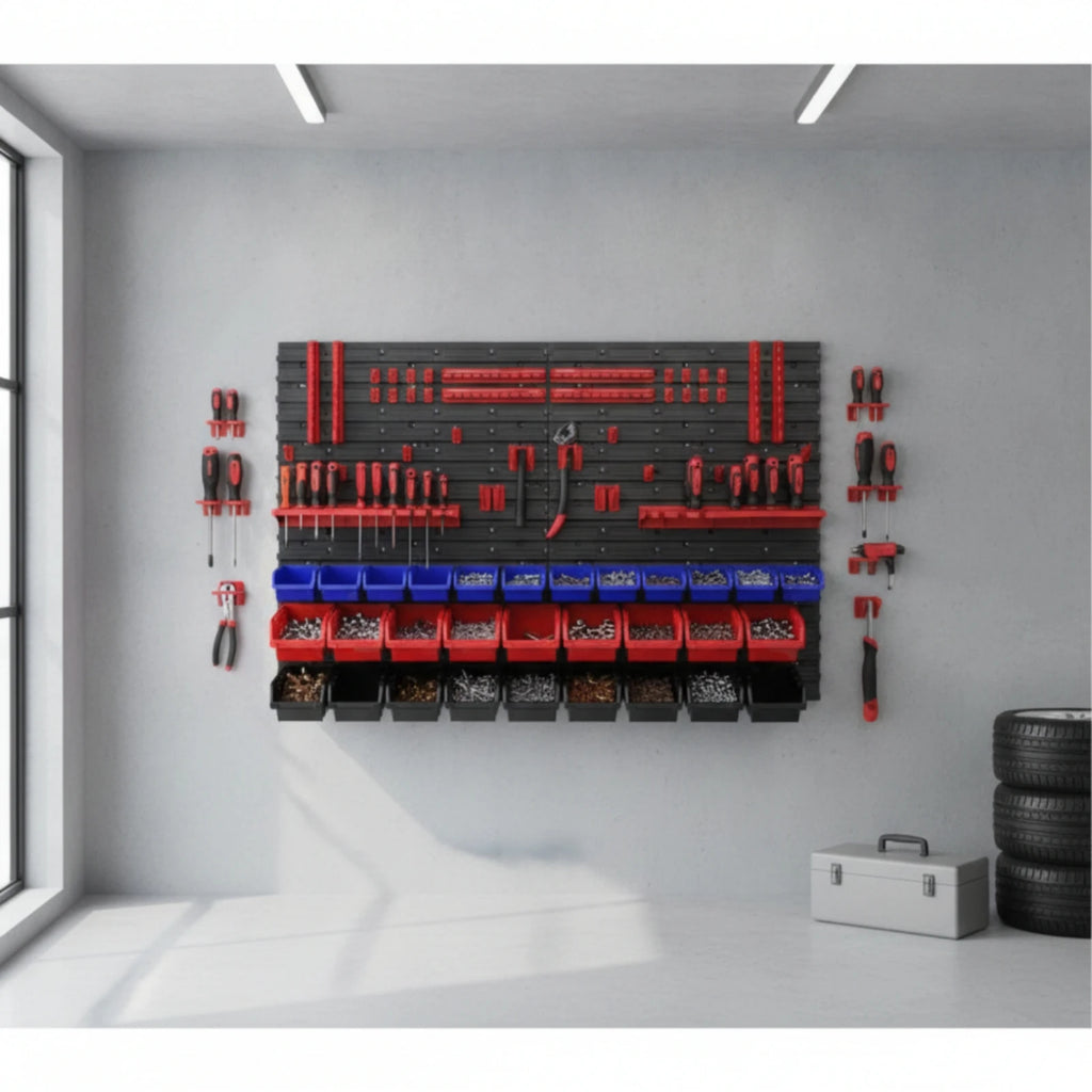 Pegboard Organizer with Bins Modular Tool Organizer Board Wall-Mounted Storage Rack with Bins Customizable for DIYers, Workshop